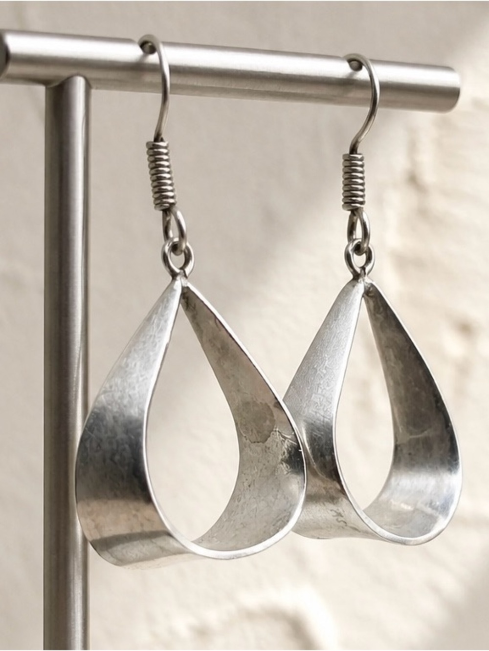 Sterling Silver Teardrop Hoop Earrings